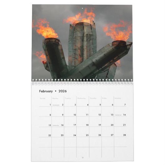 Vancouver, Canada 2026 Calendar カレンダー (2月 2026)