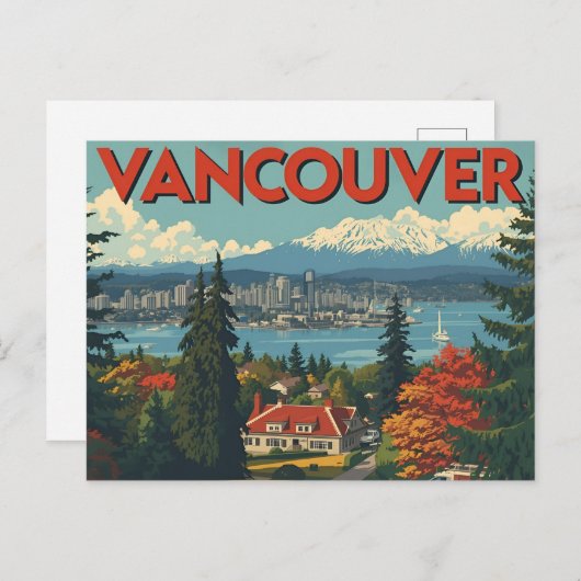 Vancouver Canada Travel Art Vintage ポストカード (正面/裏面)