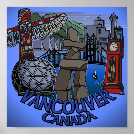 Vancouver First Nations Poster Landmark Art Decor ポスター (正面)
