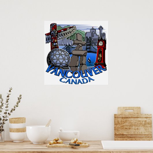 Vancouver First Nations Poster Totem Home Decor ポスター (キッチン)