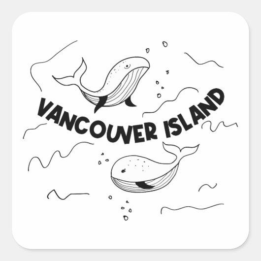 Vancouver Island Canada Whales スクエアシール (正面)