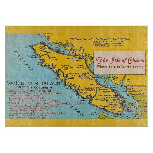 Vancouver Island  Vintage Map  カッティングボード (正面)