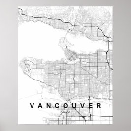 Vancouver Minimalist Map (Black & White) ポスター