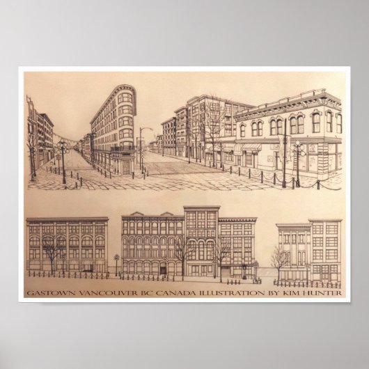 Vancouver Poster Gastown Souvenir Art Print ポスター (正面)