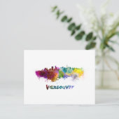 Vancouver skyline in watercolor ポストカード (スタンド正面)