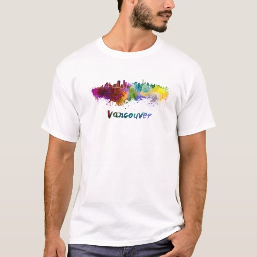 Vancouver skyline in watercolor tシャツ (正面)