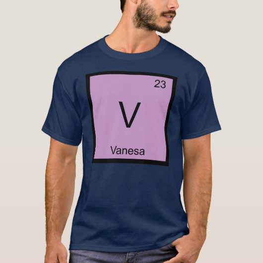 Vanesa 名前 化学元素周期表 tシャツ (正面)