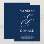 Vanessa ネイビーブルー モダン ウェディング セーブザデート (正面/裏面)