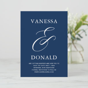 Vanessa ネイビーブルー モダン ウェディング セーブザデート