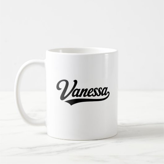 Vanessa 名前 名前 ファミリー ギフト コーヒーマグカップ (左)