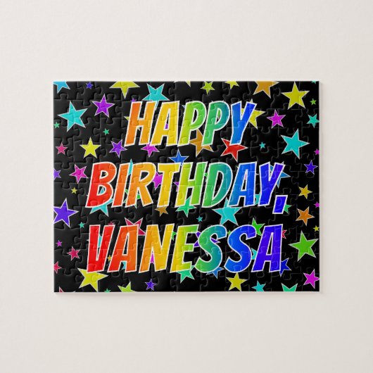 「VANESSA」名、おもしろい「ハッピーバースデー」 ジグソーパズル (横)