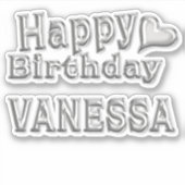 Vanessa Happy Birthday silver Aufkleber Sticker シール (正面)