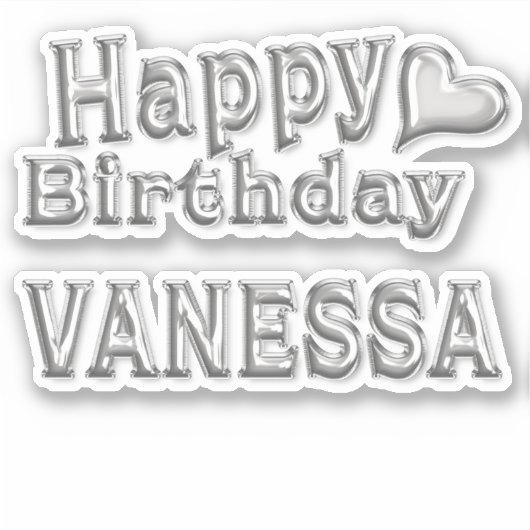 Vanessa Happy Birthday silver Aufkleber Sticker シール (正面)