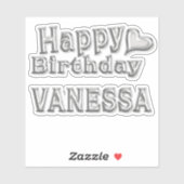 Vanessa Happy Birthday silver Aufkleber Sticker シール (シート)