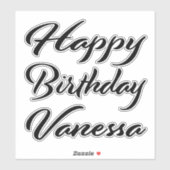 Vanessa Name Vorname black Sticker Geburtstag シール (シート)