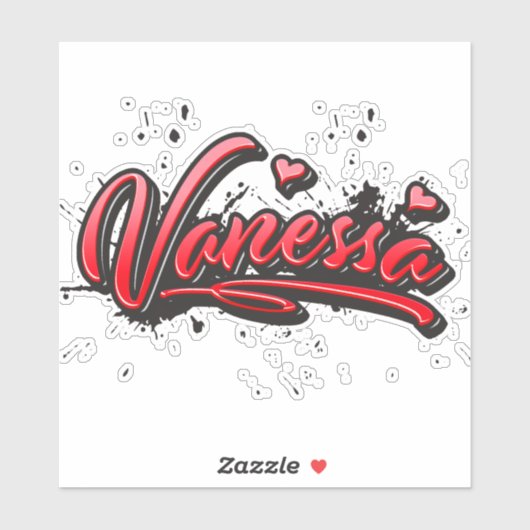 Vanessa red Heart Graffiti Aufkleber Sticker シール (シート)