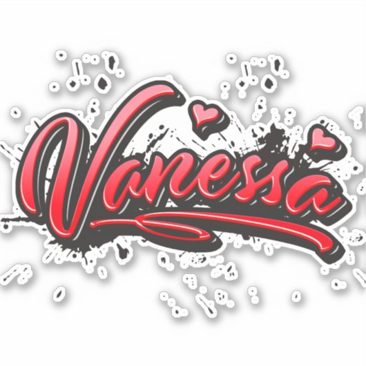 Vanessa red Heart Graffiti Aufkleber Sticker シール (正面)