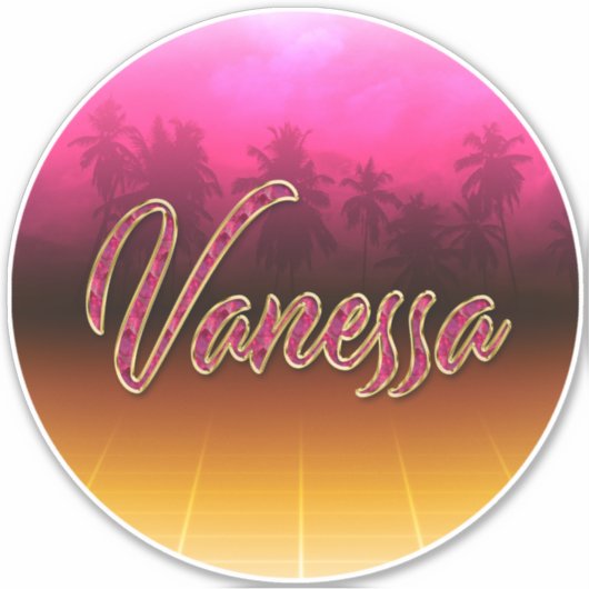 Vanessa Vorname Name golden pink Aufkleber Sticker シール (正面)