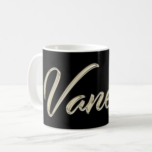 Vanessa white gold Handwriting Tasse Kaffeetasse コーヒーマグカップ (正面左)