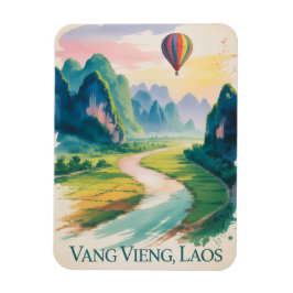  Vang Vieng Laos Hot air Balloon Travel  マグネット