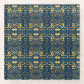 VanGogh Coaster, AIで生成された星空の夜デザイン ガラスコースター (正面)