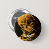 vangogh_skull_cigarette、Smokingkills 缶バッジ (正面&裏面)