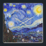 VanGogh , “ Starry Night ” スクエア壁時計<br><div class="desc">私はVanGoghが好きな人のためにこの壁掛け時計を作りました。 (Designed by KOBAYASHI, Michinobu)</div>