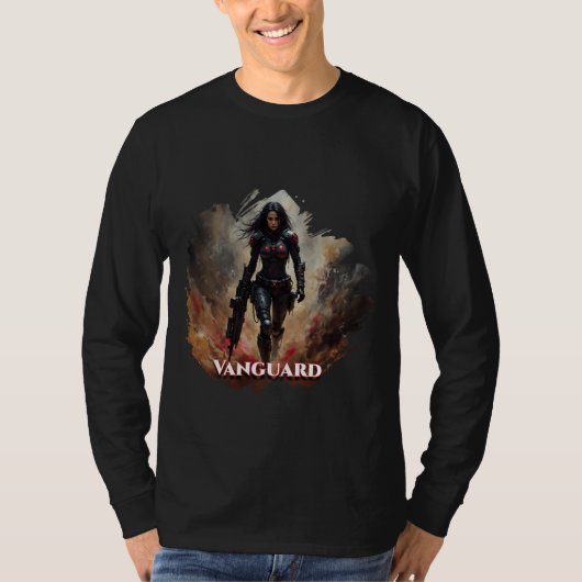 Vanguard – Futuristic Female Warrior Tシャツ (正面)