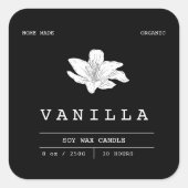 Vanillaエレガント Black & White Candle Labels スクエアシール (正面)