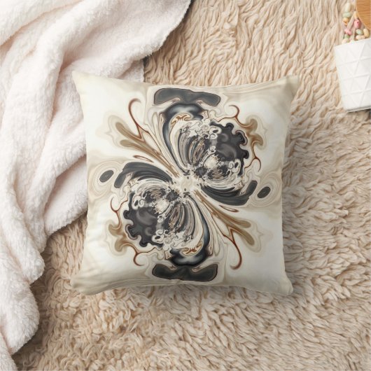 Vanilla Bean Swirl Milkshake beige black spirals クッション (ブランケット)