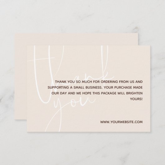 Vanilla & Brown White Scriptご注文ありがとうございます サンキューカード (正面/裏面)