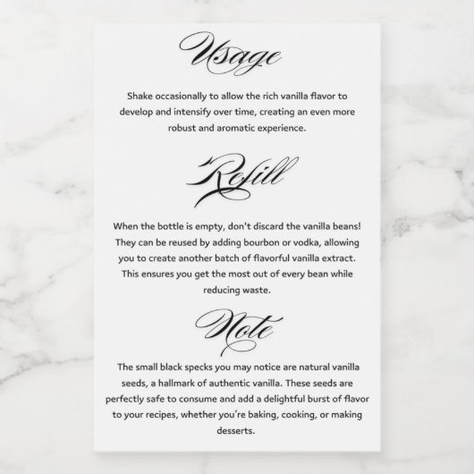 Vanilla Extract使用法の任意のラベル ワインラベル (シングルラベル)