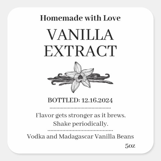 Vanilla Extract Modern Label Sticker V4 スクエアシール (正面)