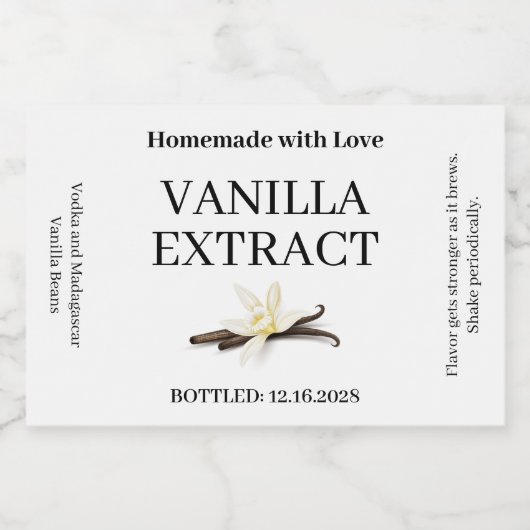 Vanilla Extract Modern Label Sticker VE101_01rt スパークリングワインラベル (シングルラベル)