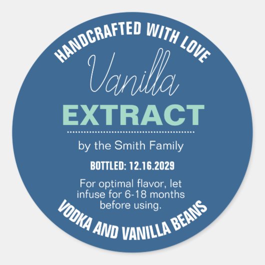 Vanilla Extract Modern Label Sticker VLL1rt ラウンドシール (正面)