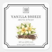 Vanilla Floral Aroma Diffuser Label スクエアシール (正面)