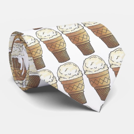 Vanilla Ice Cream Cake Cone Scoop Summertime Food ネクタイ (ロール)