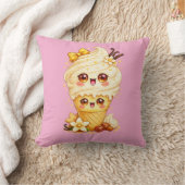 Vanilla Ice Cream Cone Kawaii Cushion Pillow クッション (ブランケット)
