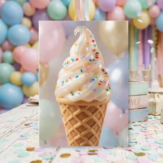Vanilla Ice Cream Pastel Sprinkles Birthday カード