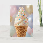 Vanilla Ice Cream Pastel Sprinkles Birthday カード (正面)