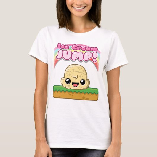 Vanilla Scoop with Ice Cream Jump Text Tシャツ (正面)