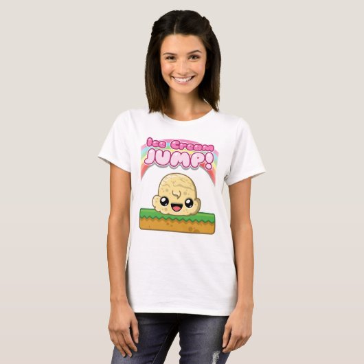 Vanilla Scoop with Ice Cream Jump Text Tシャツ (正面フル)