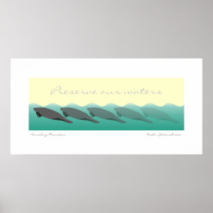 Vanishing Manatees – 水を36 x 18に保つ ポスター