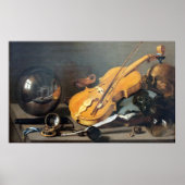 Vanitas Still Life with Self-Portrait Pieter Claes ポスター (正面)