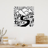 VANLIFE砂漠Cactiマウンテンエクスプロアアドベンチャー ポスター (キッチン)