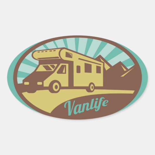 Vanlife Sticker / Aufkleber - Camper 楕円形シール (正面)