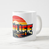 Vanlife Sunset Mug  Retro Mountain  ジャンボコーヒーマグカップ (正面右)