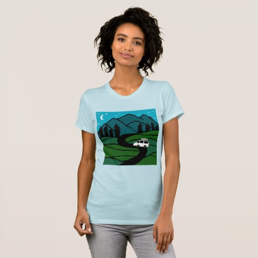 VANLIFE Trees Forest Mountain Explore冒険 Tシャツ (正面フル)