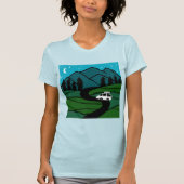 VANLIFE Trees Forest Mountain Explore冒険 Tシャツ (正面)