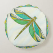 Vannaの逃亡による明るいパステル調のトンボ ラウンドクッション (裏面)